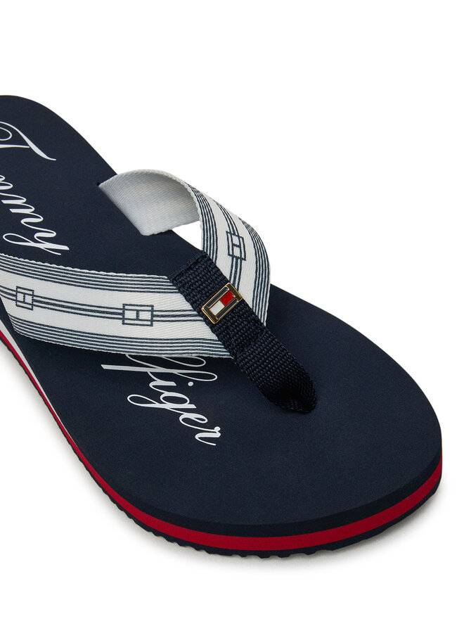 Tommy Hilfiger Flip flop Tommy Hilfiger Im Th Signature Beach Sandal FW0FW08369 Bleumarin