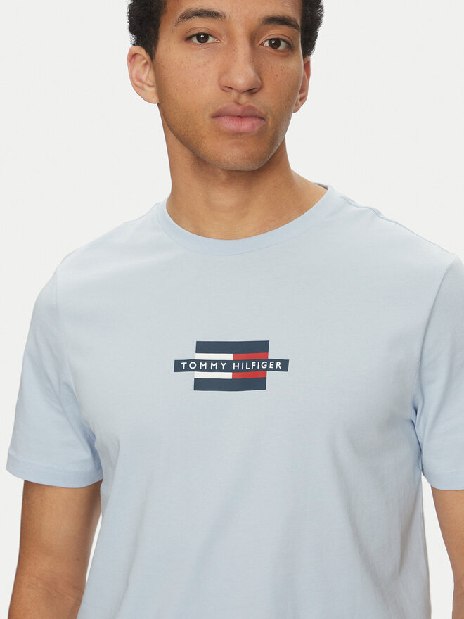 Tommy Hilfiger Tommy Hilfiger Camiseta Flag Box MW0MW38636 Celeste Regular Fit
