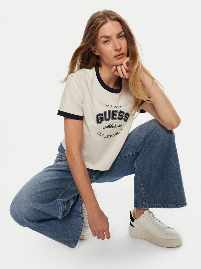 Guess Guess Marškinėliai V4BI08 K8FQ4 Balta Boxy Fit