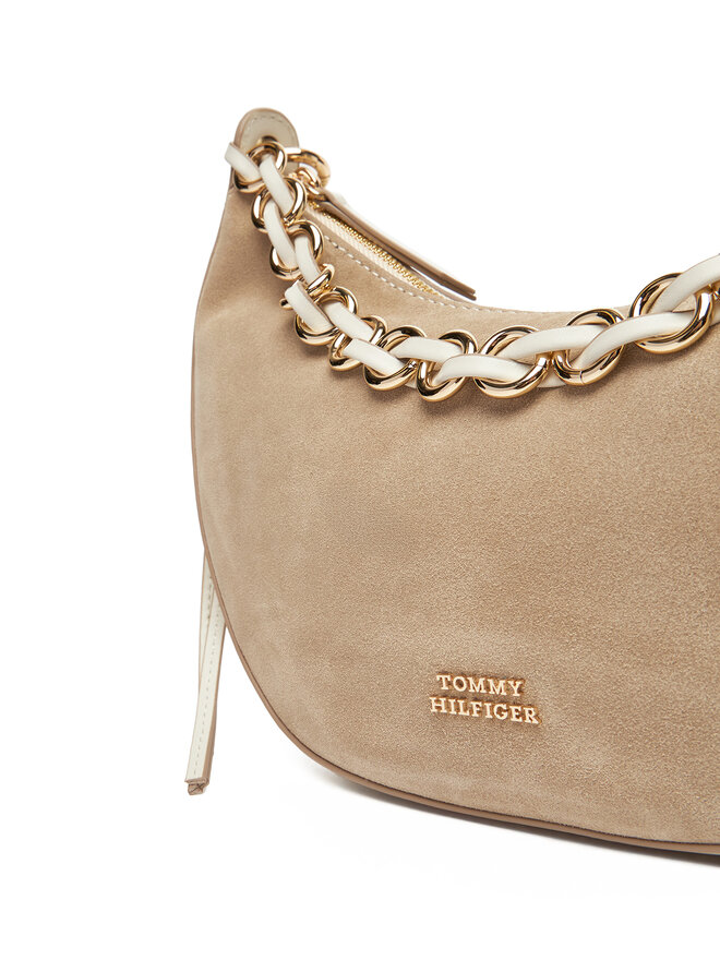 Tommy Hilfiger Kabelka Tommy Hilfiger Moon Leather Crossover Suede AW0AW17537 Béžová