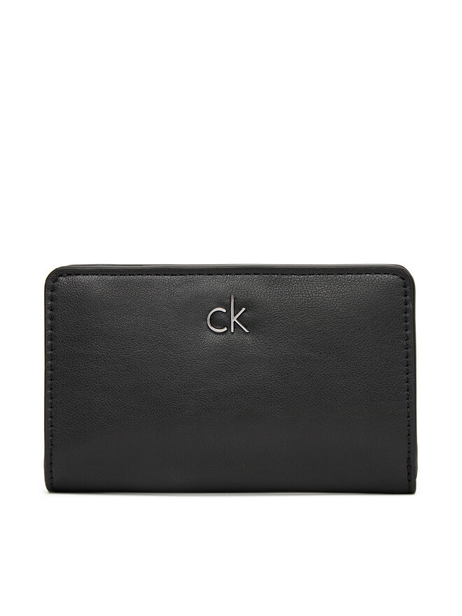 Calvin Klein Liels sieviešu maks Calvin Klein Ck Re-Lock Medium Bifold LV04F1033G Melns