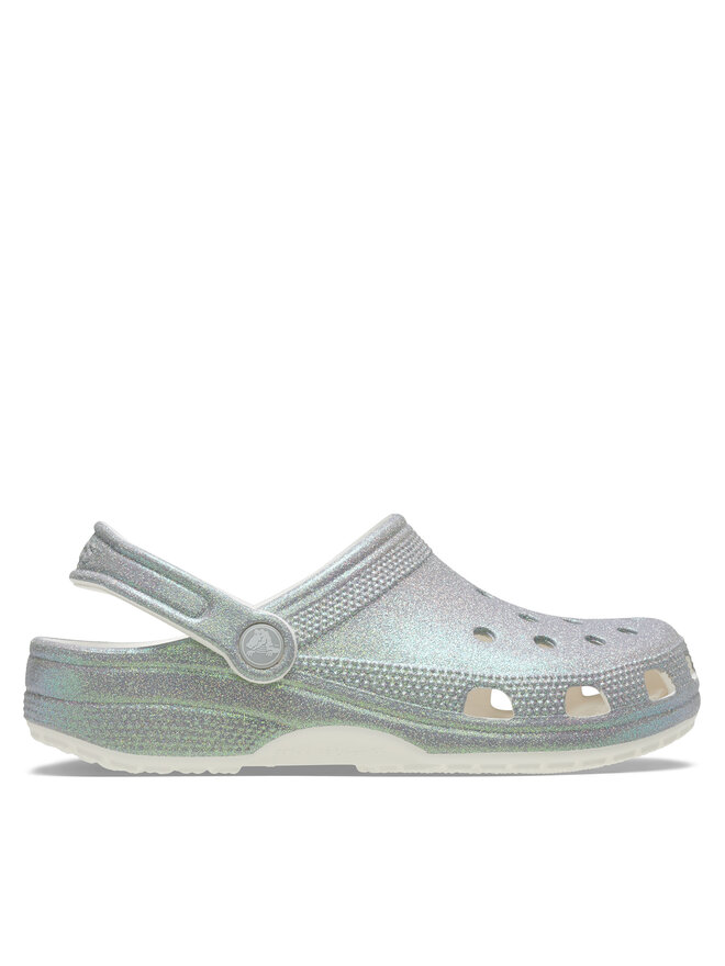 Crocs Pantoletten Crocs Classic Iridescent Glitter Clog 211005 Silberfarben
