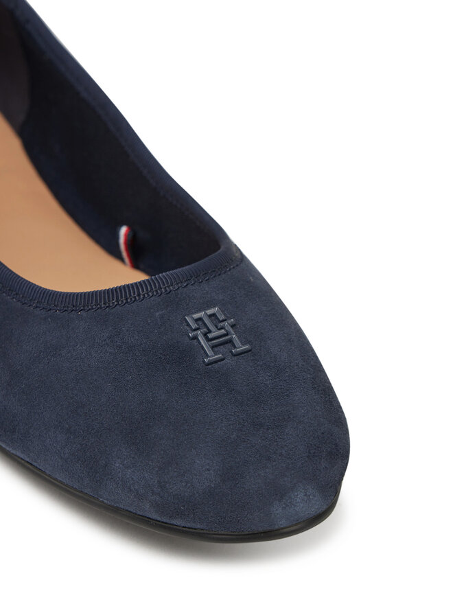 Tommy Hilfiger Μπαλαρίνες Tommy Hilfiger Th Hardware Suede Ballerina FW0FW08655 Σκούρο μπλε