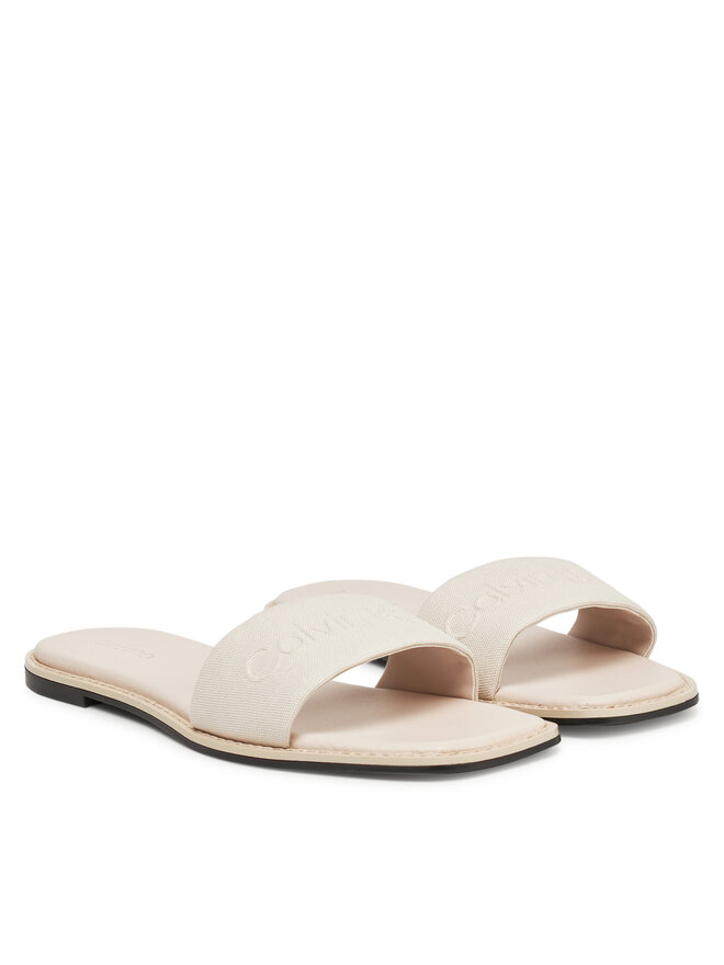 Calvin Klein Nazouváky Calvin Klein Flat Slide - He HW0HW02378 Écru
