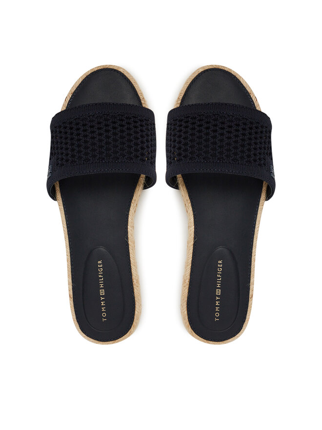 Tommy Hilfiger Espadrilles Tommy Hilfiger Knit Mesh Espadrille Flat Sandal FW0FW08744 Dunkelblau