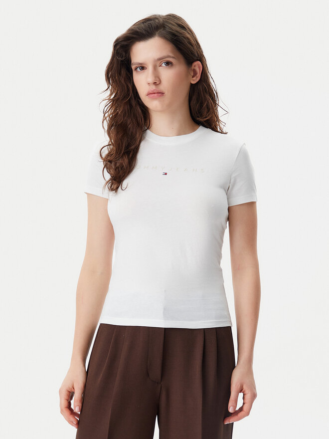 Tommy Jeans Tommy Jeans Camiseta Tonal Linear DW0DW20315 Écru Slim Fit