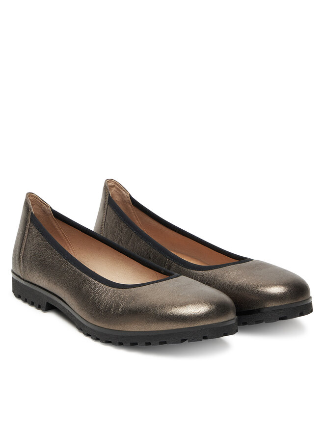 CAPRICE Damesballerina's van leer met sleehak, Black Nappa, 42 EU