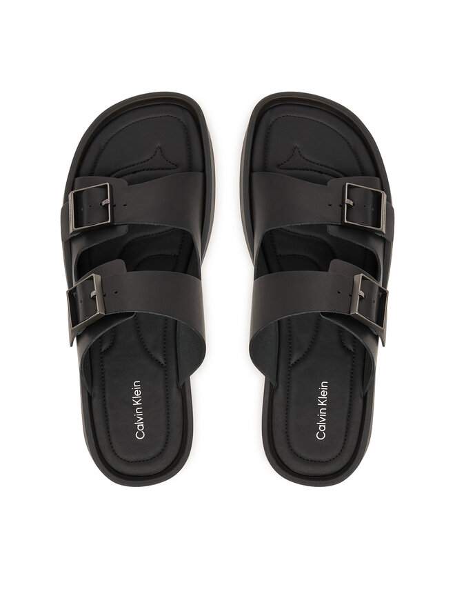 Calvin Klein Pantoletten Calvin Klein Ergon Double Bar Sandal Lth HM0HM02097 Schwarz