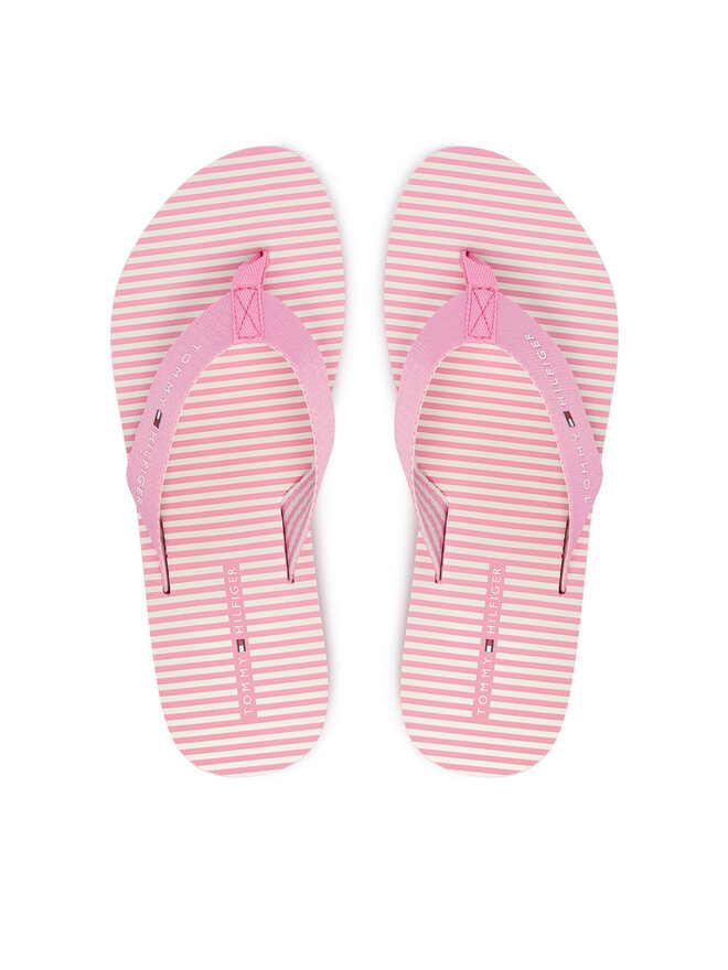 Tommy Hilfiger Zehentrenner Tommy Hilfiger Th Ithaca Stripe Summer Sandal FW0FW09192 Rosa