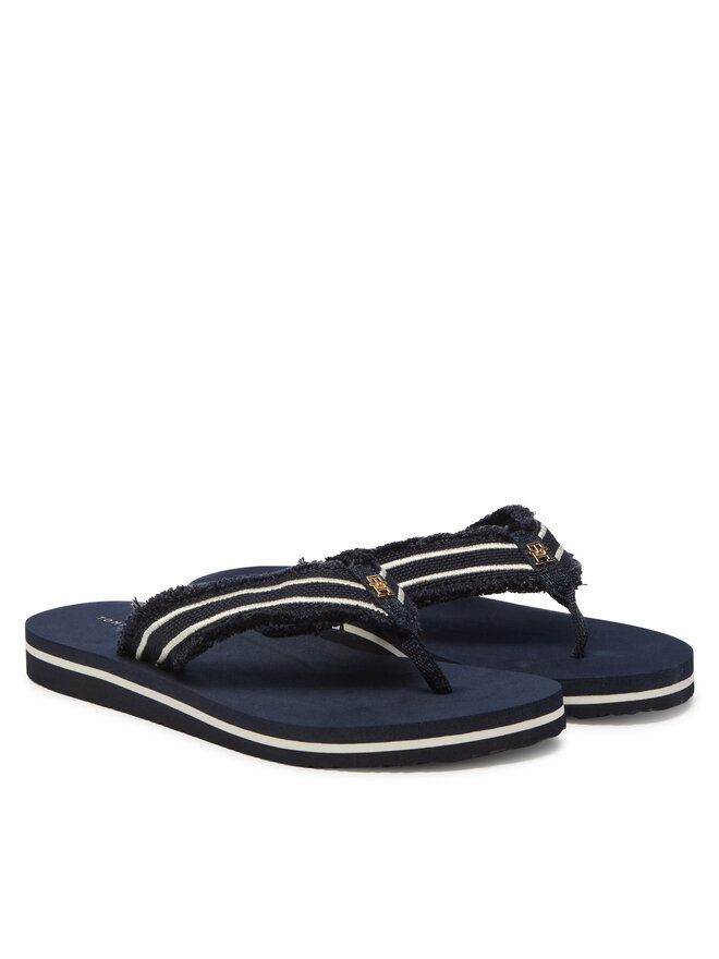 Tommy Hilfiger Čības uz pirksta Tommy Hilfiger TH Webbing Beach Sandal FW0FW08739 Tumši zils