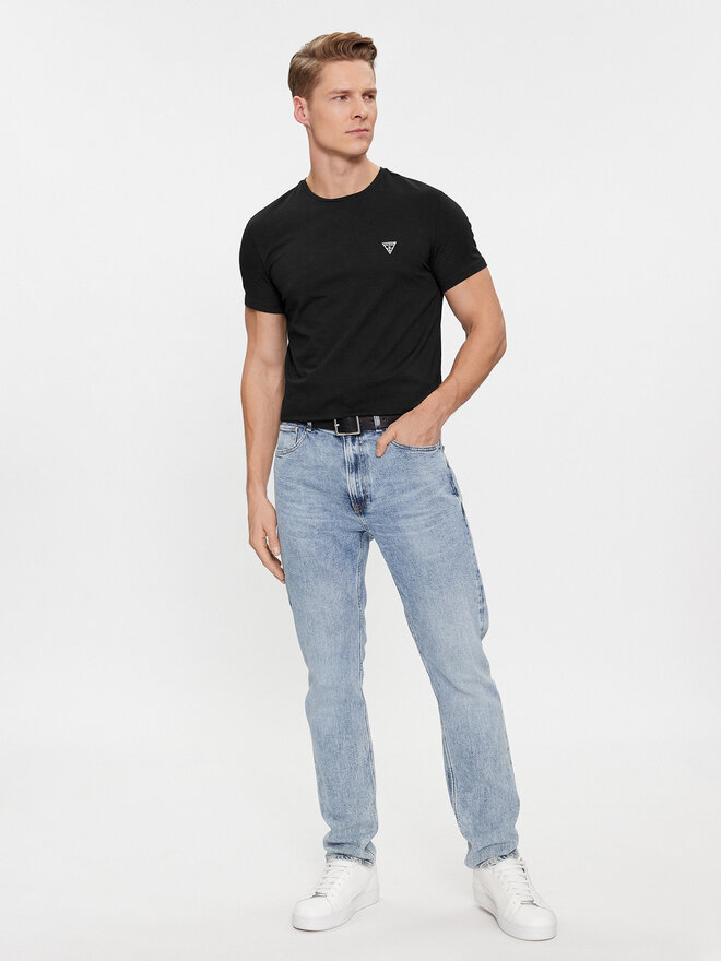 Guess Guess Marškinėliai Caleb U97M00 KCD31 Juoda Slim Fit