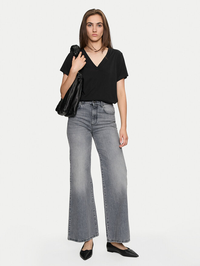 Sisley Sisley Camiseta 3QU4L400L Negro Regular Fit