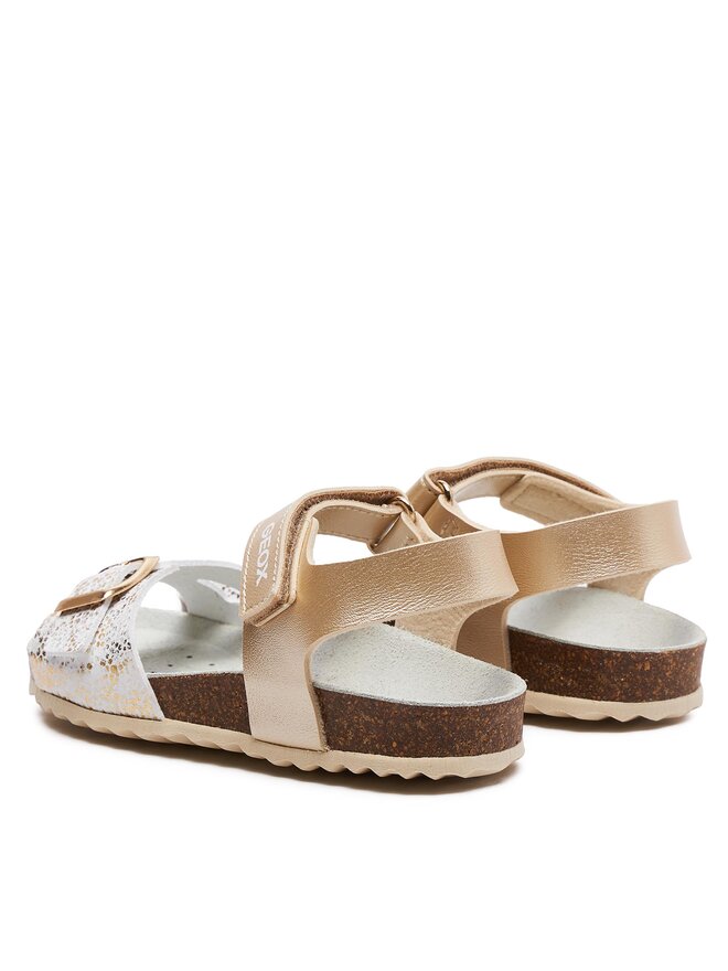 Geox Sandales Fille Adriel Girl C - Cuir à Paillettes, Semelle Respirante - Taille Variable
