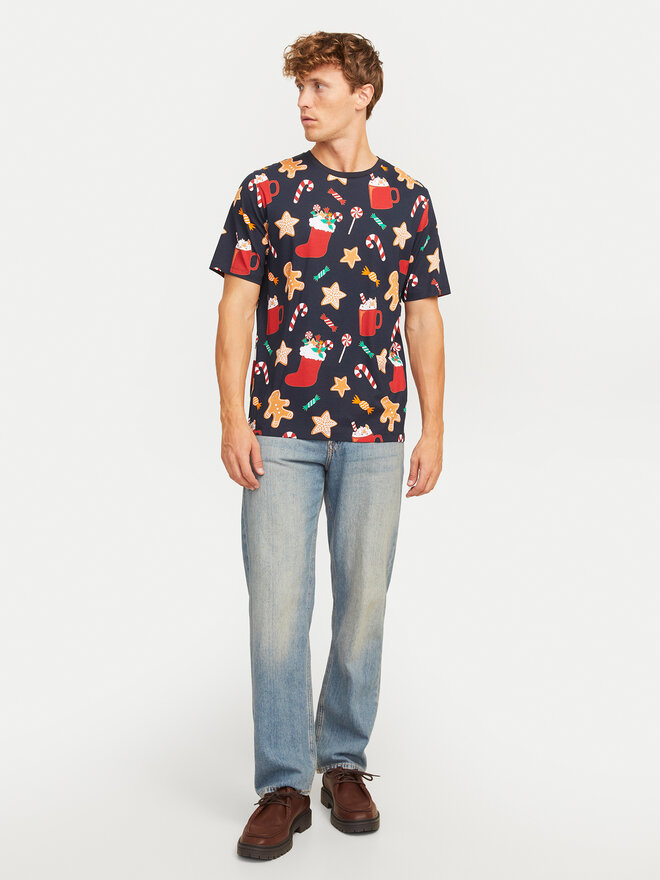 Jack&Jones Jack&Jones Póló Xmas Merry 12265399 Sötétkék Standard Fit
