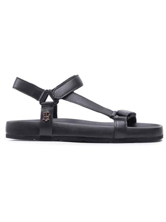 Tommy Hilfiger Sandalen Tommy Hilfiger Th Interlock Flat Sandal FW0FW05623 Schwarz