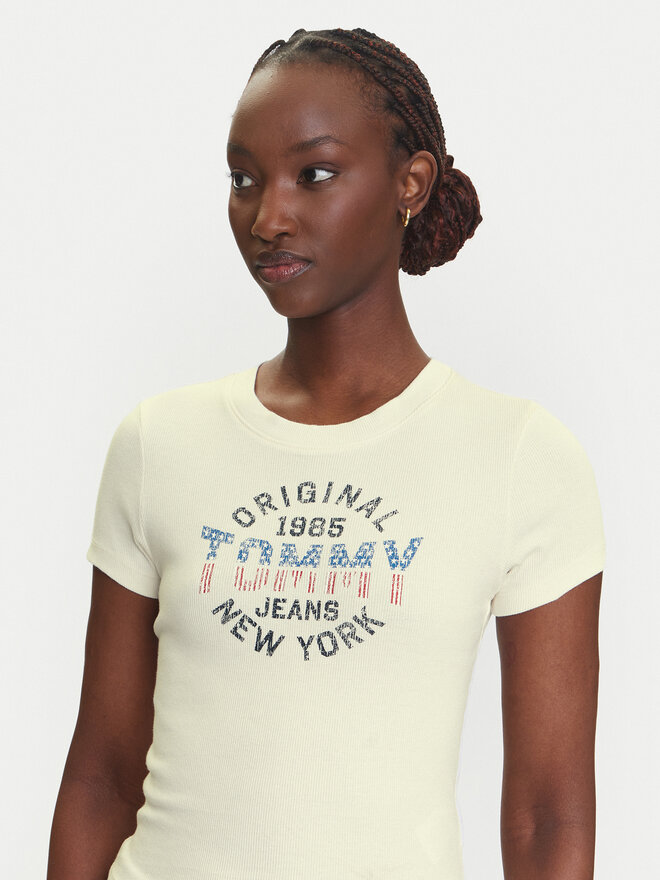 Tommy Jeans Tommy Jeans T-Shirt DW0DW21421 Creme Slim Fit
