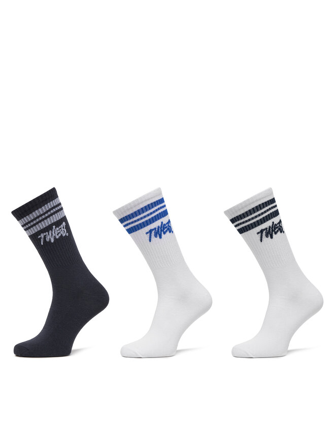 Jack&Jones Sada 3 párů pánských vysokých ponožek Jack&Jones Jactwes 12268711 Bílá