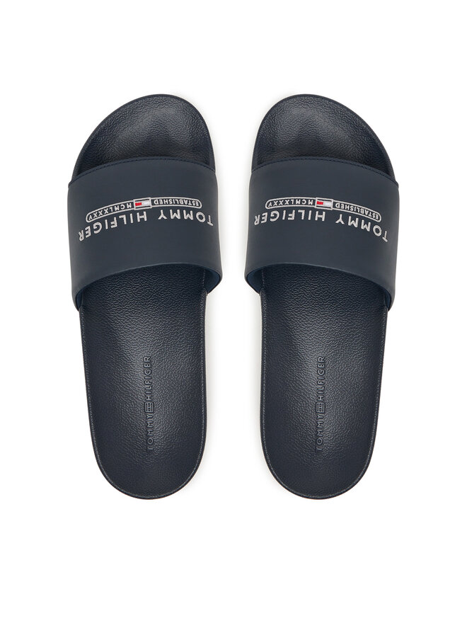 Tommy Hilfiger Pantoletten Tommy Hilfiger Raised Pool Slide FM0FM05761 Dunkelblau