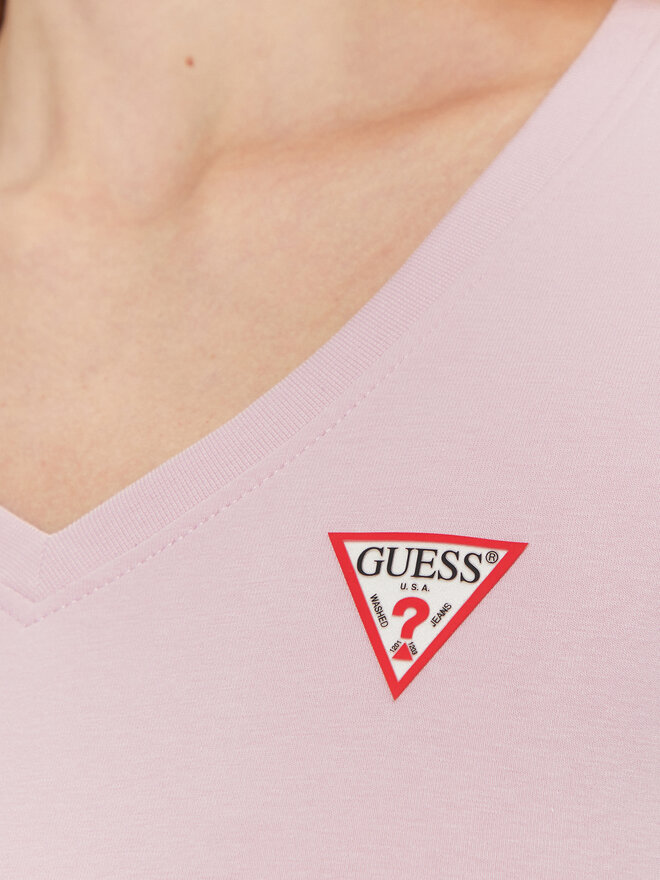 Guess Guess Marškinėliai W2YI45 J1314 Rožinė Slim Fit