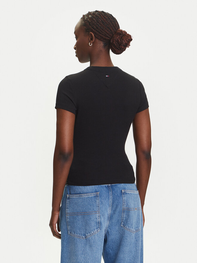 Tommy Jeans Tommy Jeans Camiseta Script Label DW0DW21402 Negro Slim Fit