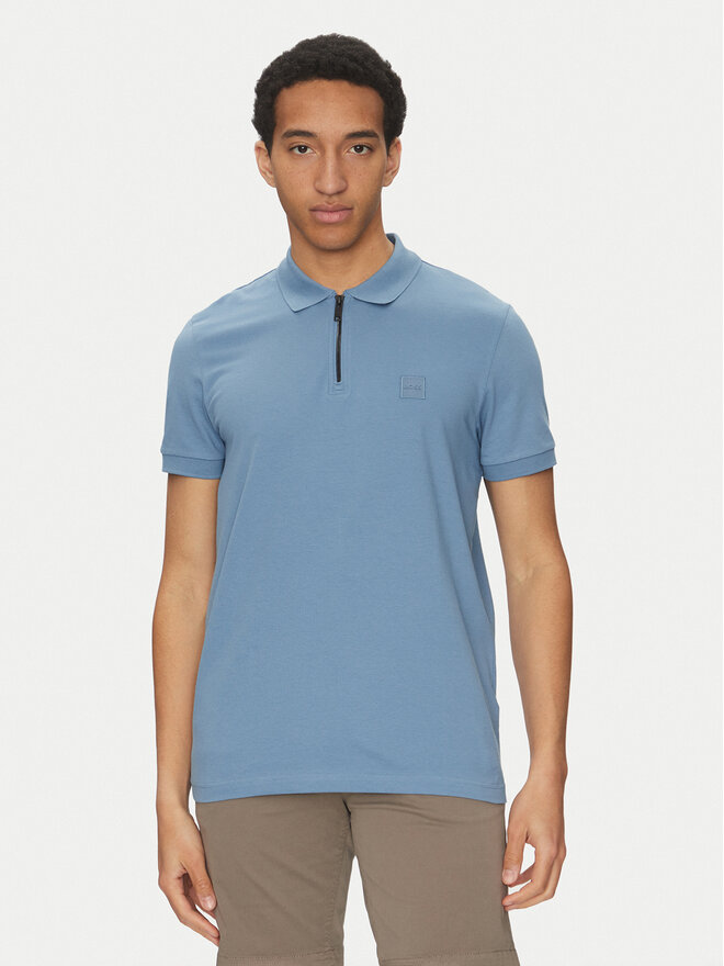 BOSS BOSS Poloshirt Passerzip 50537507 Himmelblau Slim Fit