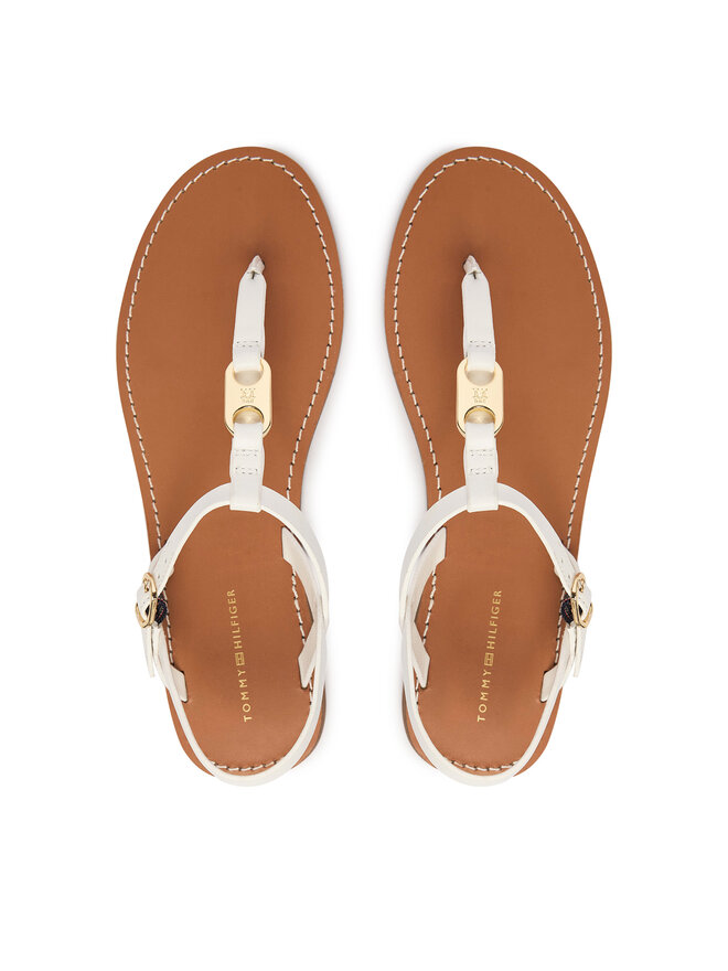 Tommy Hilfiger Sandalen Tommy Hilfiger Leather Thong Sandal FW0FW09127 Weiß