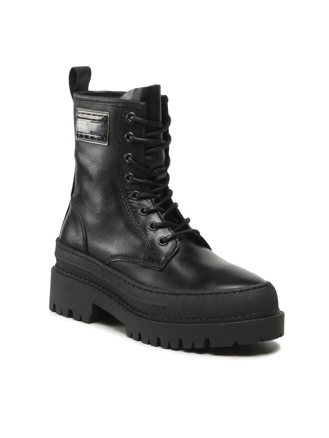 Tommy Jeans Боти Tommy Jeans Tjw Foxing Lace Up EN0EN02217 Черен
