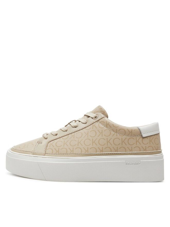 Calvin Klein Sneakersy Calvin Klein Flatform Cup Lace Up Epi Mono HW0HW01911 Béžová