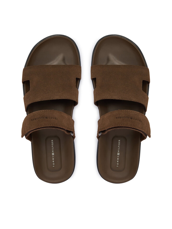 Tommy Hilfiger Pantoletten Tommy Hilfiger Adjustable Premium Suede Sandal FM0FM05774 Braun