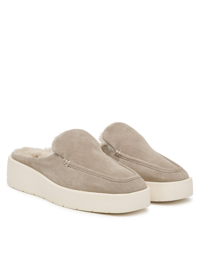 Calvin Klein Pantoletten Calvin Klein Flatform Mule Suede Wl HW0HW03182 Beige