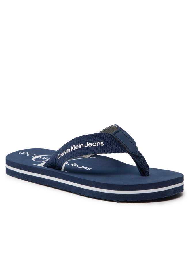 Calvin Klein Jeans Žabky Calvin Klein Jeans Logo Print Flip Flop V3B8-80155-0058 M Tmavomodrá