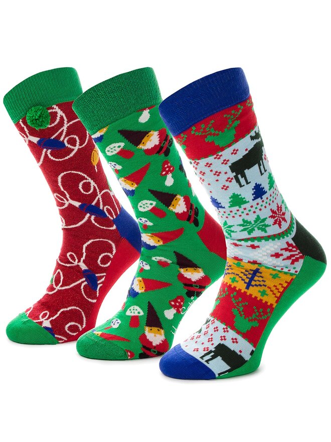 Happy Socks Sada 3 párů vysokých ponožek unisex Happy Socks XMAS08-7003 Barevná