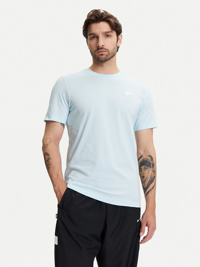 Nike Nike Majica Sportswear Club AR4997 Svetlo modra Regular Fit