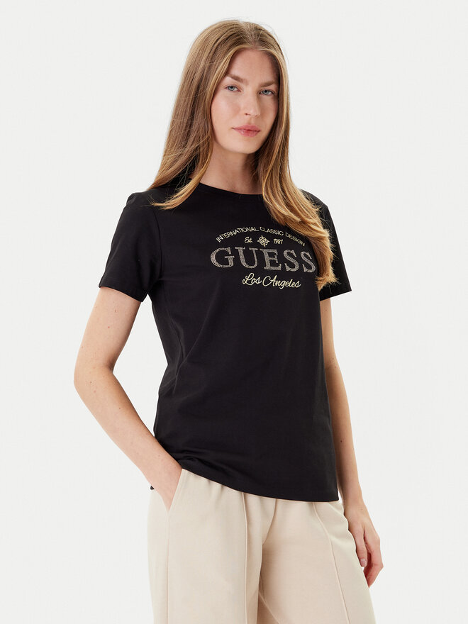 Guess Guess T-Shirt V5YI13 J1314 Μαύρο Regular Fit