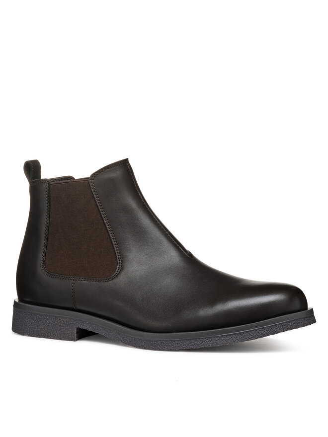 Geox Kotníková obuv s elastickým prvkem Geox Uomo Claudio U2658A 00043 C6009 Hnědá