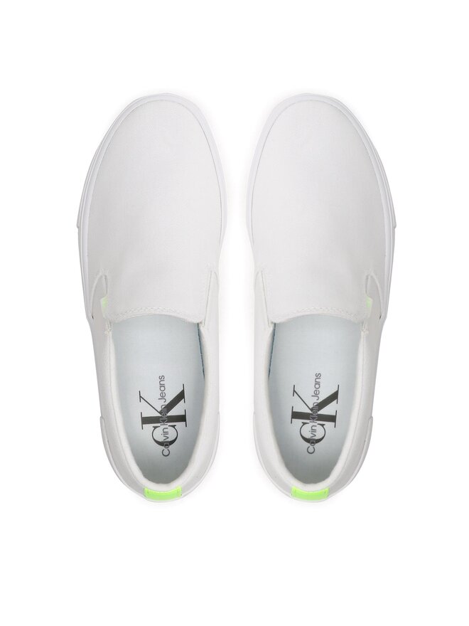 Calvin Klein Jeans Tenisky Calvin Klein Jeans Vulc Flatf Bold Slipon Fluo Cont YW0YW00905 Bílá