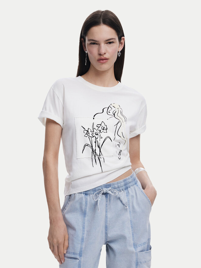 Desigual Desigual Marškinėliai Paraguay 25SWTKAB Balta Regular Fit