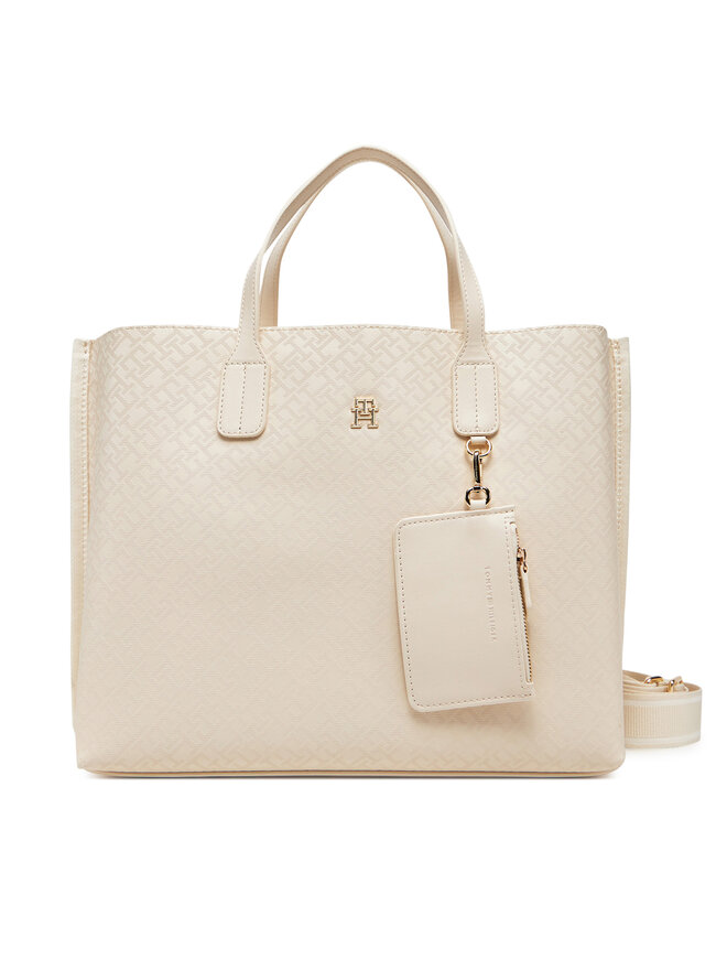 Tommy Hilfiger Kabelka Tommy Hilfiger Th Distinct Satchel Mono AW0AW17174 Béžová