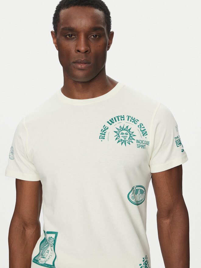 INDICODE INDICODE T-Shirt Inflorallo 41-137 Écru Regular Fit