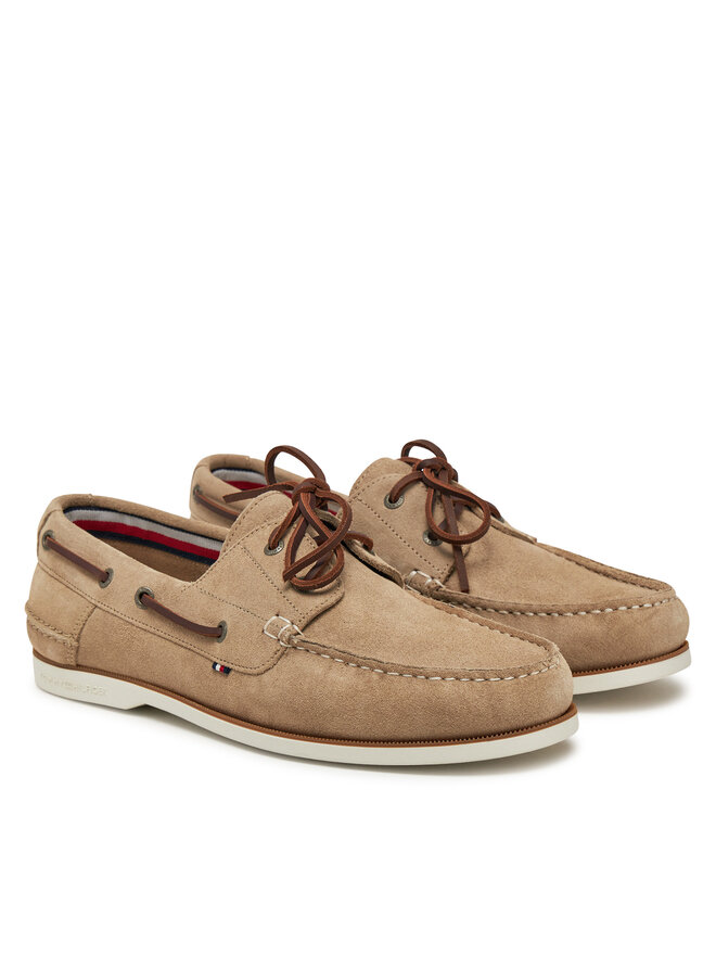 Tommy Hilfiger Pusbačiai Tommy Hilfiger Th Boat Shoe Core Suede FM0FM05387 Smėlio