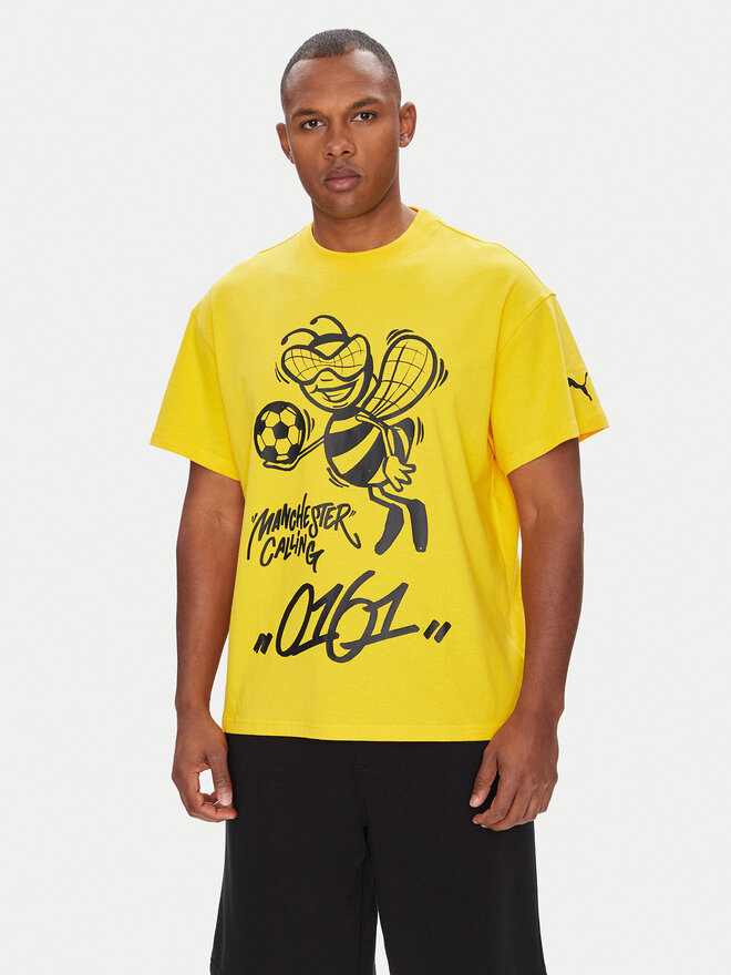 Puma Puma Marškinėliai CWC Hoops x Man City 631696 Geltona Regular Fit