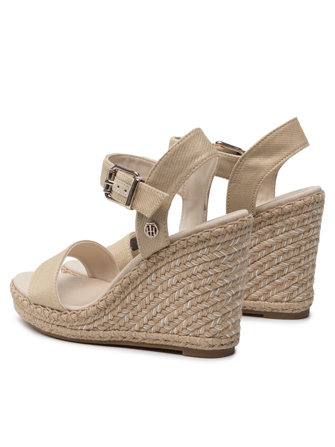 Tommy Hilfiger Espadrilles Tommy Hilfiger Shiny Touches High Wedge Sandal FW0FW06180 Bézs