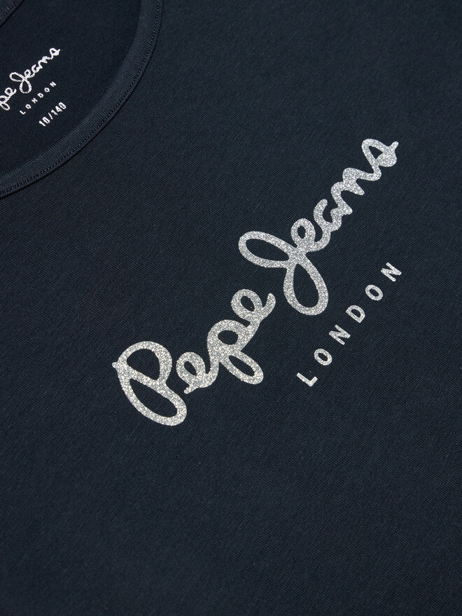 Pepe Jeans Pepe Jeans Marškinėliai Hana Glitter PG503064 Tamsiai mėlyna Slim Fit