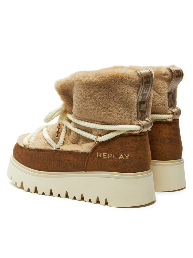 REPLAY Škornji za sneg REPLAY Melrose Hair Lace-Up GWF2H.000.C0014S Rjava