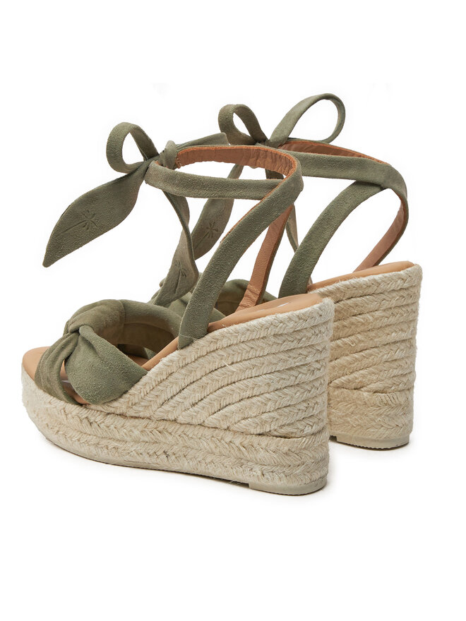 Manebi Espadryle Manebi Hamptons Wedge Espadrilles With Knot W 0.1 WS Zielony