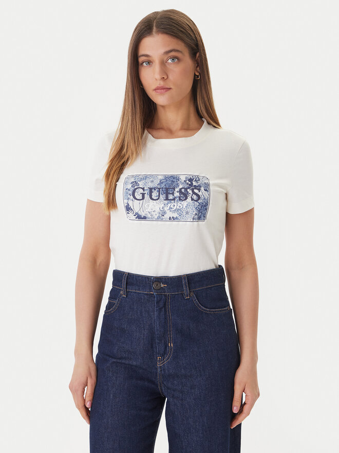 Guess Guess T-Shirt W6GP02 K2753 Écru Regular Fit
