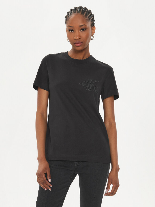 Calvin Klein Jeans Calvin Klein Jeans T-Shirt Satin Applique J20J223925 Μαύρο Regular Fit