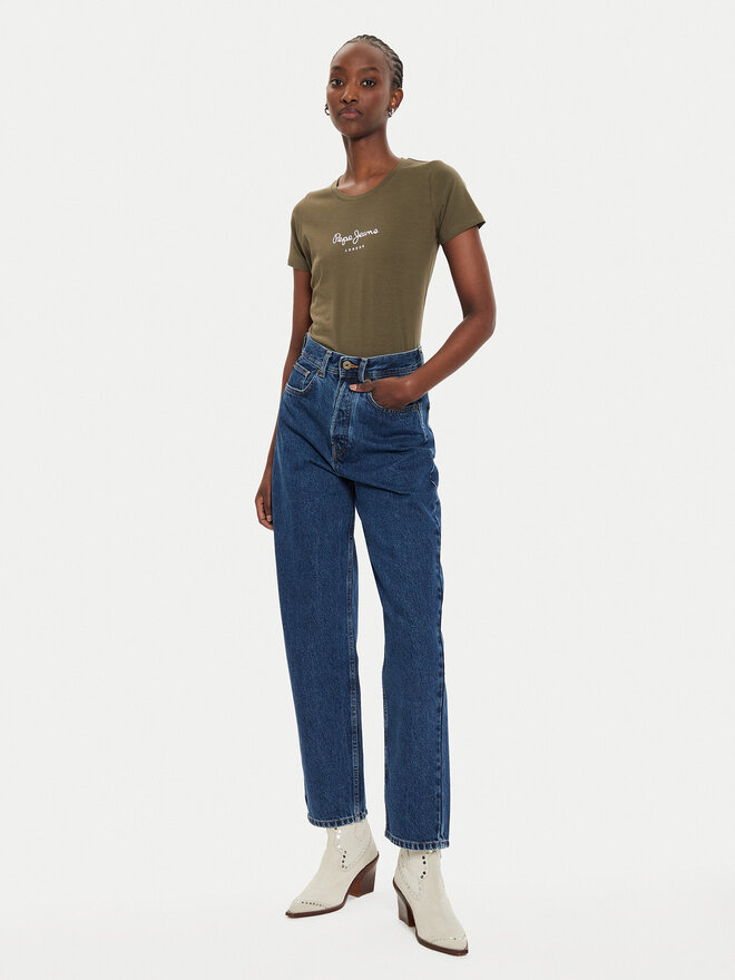 Pepe Jeans Pepe Jeans Marškinėliai New Virginia PL505202 Žalia Slim Fit