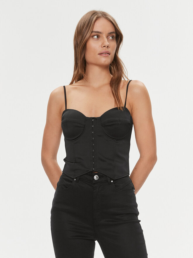 Guess Guess Τοπ W4RH17 WD1R2 Μαύρο Slim Fit