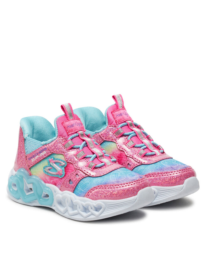 Skechers Sneakersy Skechers Infinite Heart Lights 303755N/PKMT Strieborná
